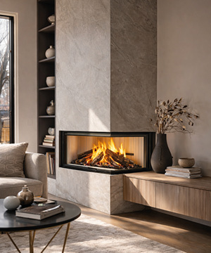 AMBIENTAZIONE MONOBLOCCO A LEGNA
5 STELLE PER RISCALDAMENTO AD ARIA CALDA VENTILATA O CONVEZIONE NATURALE FRAME 120 DX