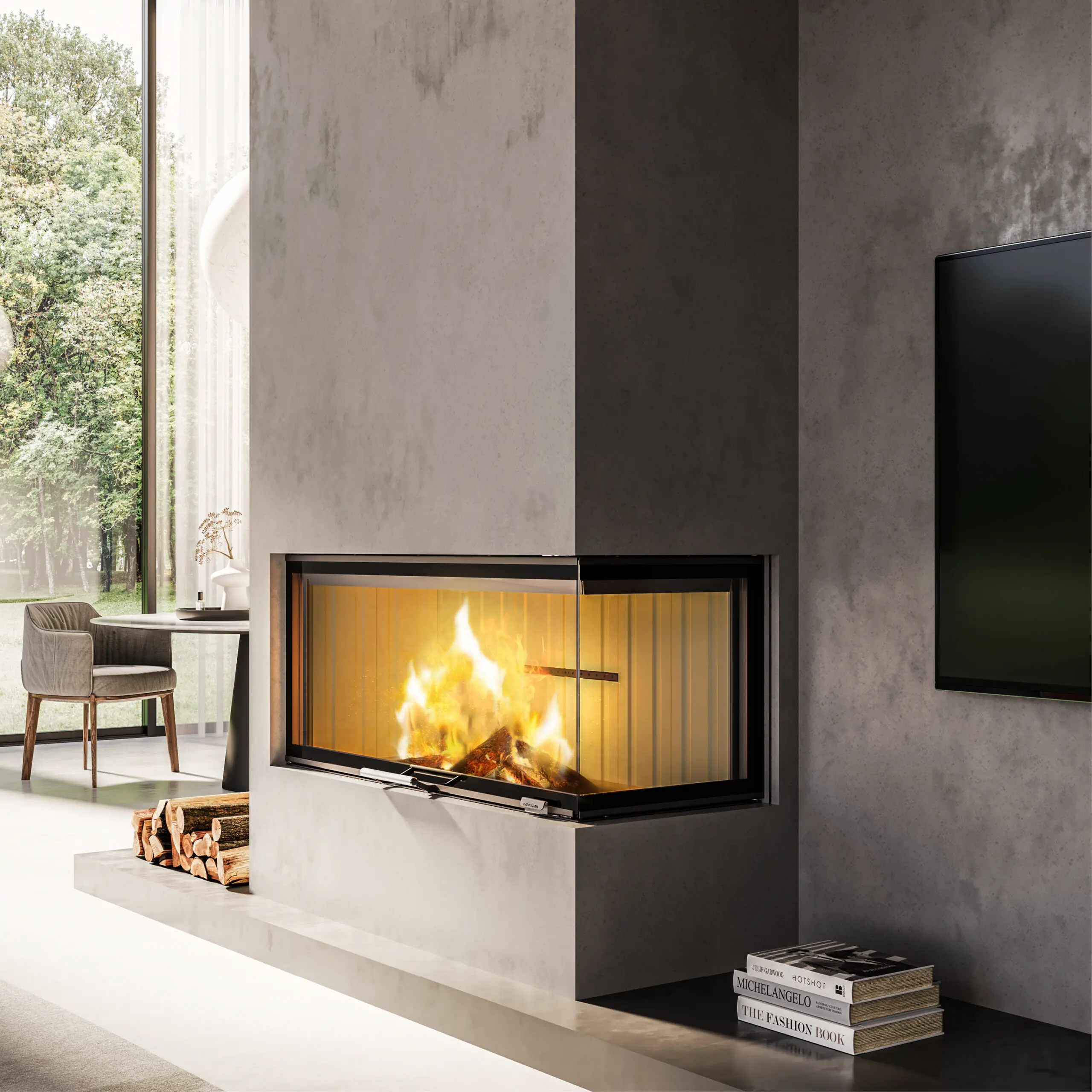 AMBIENTAZIONE MONOBLOCCO A LEGNA 5 STELLE PER RISCALDAMENTO AD ARIA CALDA VENTILATA O CONVEZIONE NATURALE FRAME